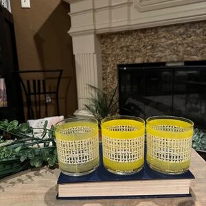 Georges Briard Yellow & Clear Drinking Glasses Set of 3